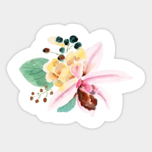 pink orchid arrangement Sticker